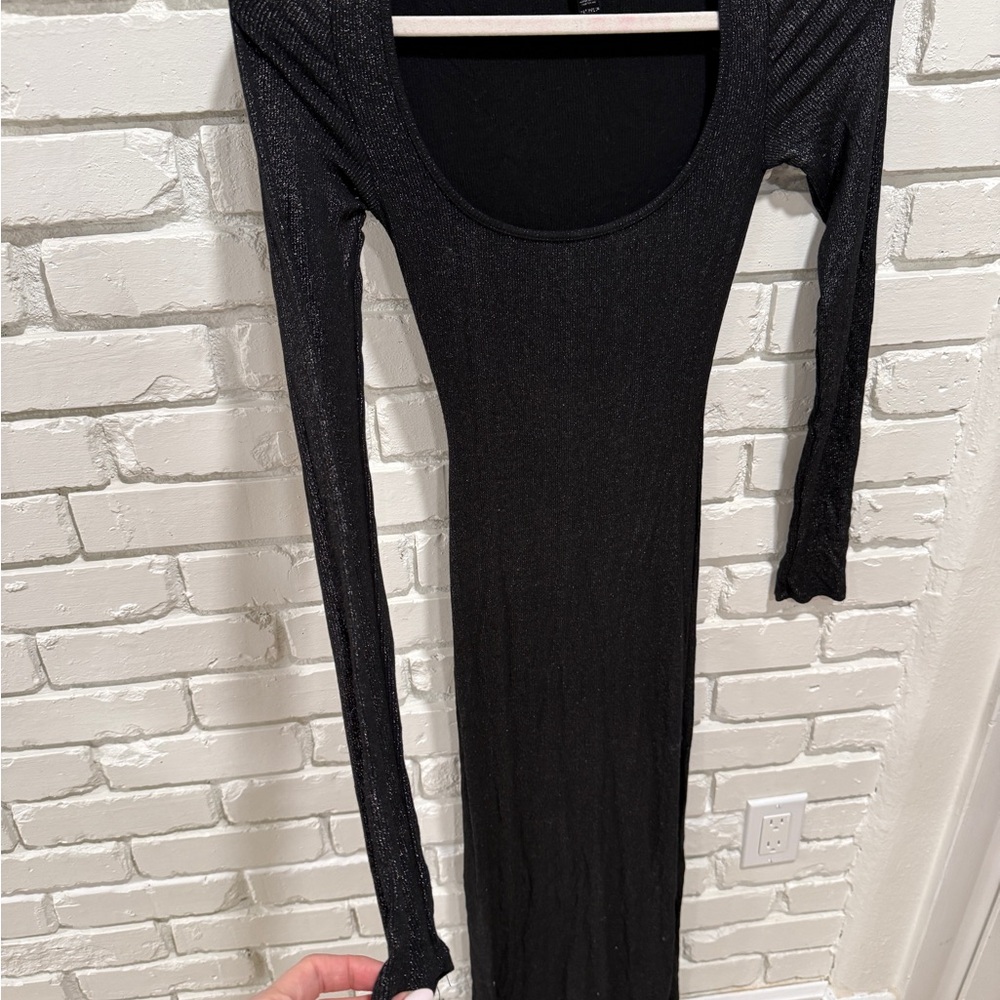 SKIMS Black Long Sleeve Dress with a Sparkle